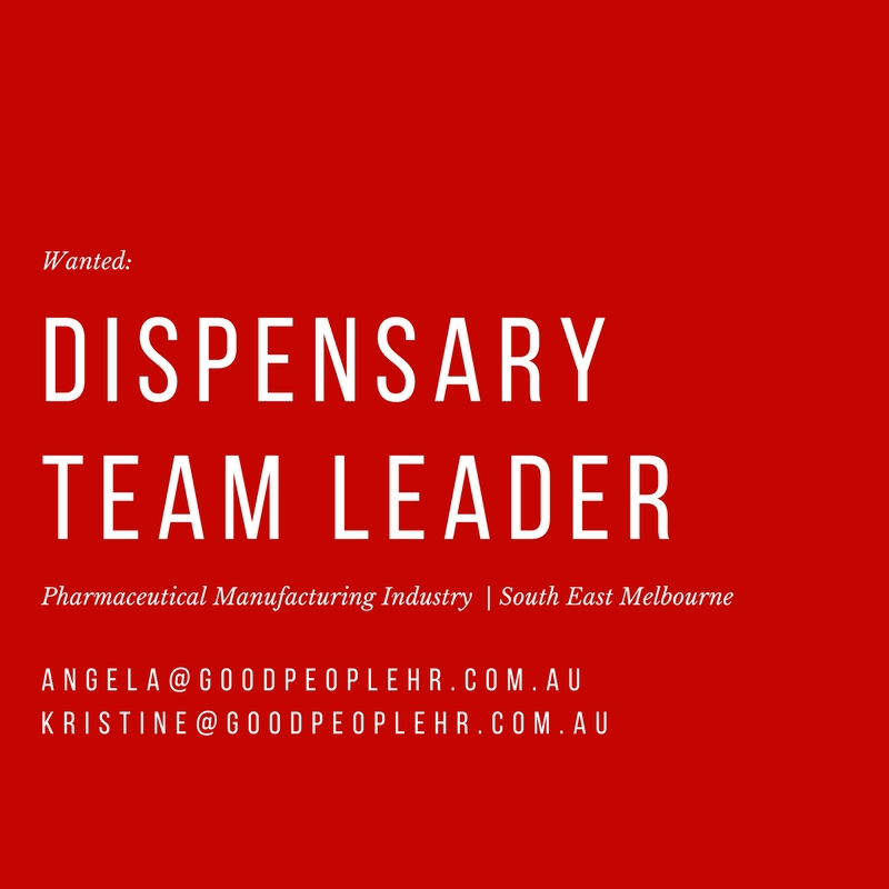 Dispensary Team Leader Pharmaceutical Manufacturing Industry South